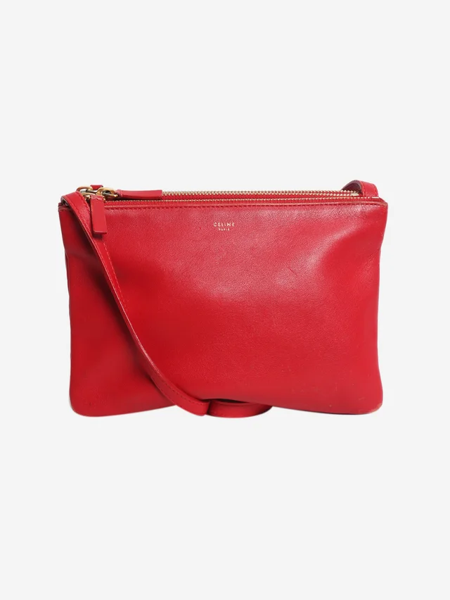 Celine Red leather trio case crossbody bag in Red Leather from Sign of the Times