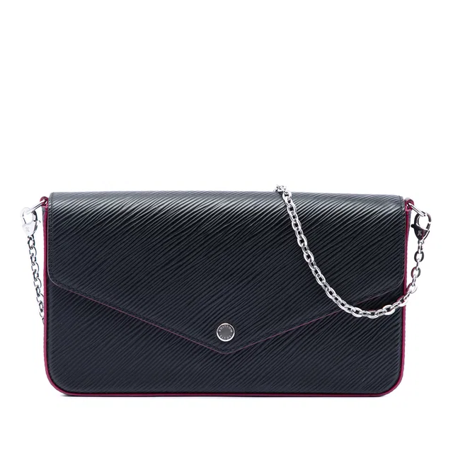 Black Louis Vuitton Epi Pochette Felicie Crossbody Bag in Black Leather from Designer Revival