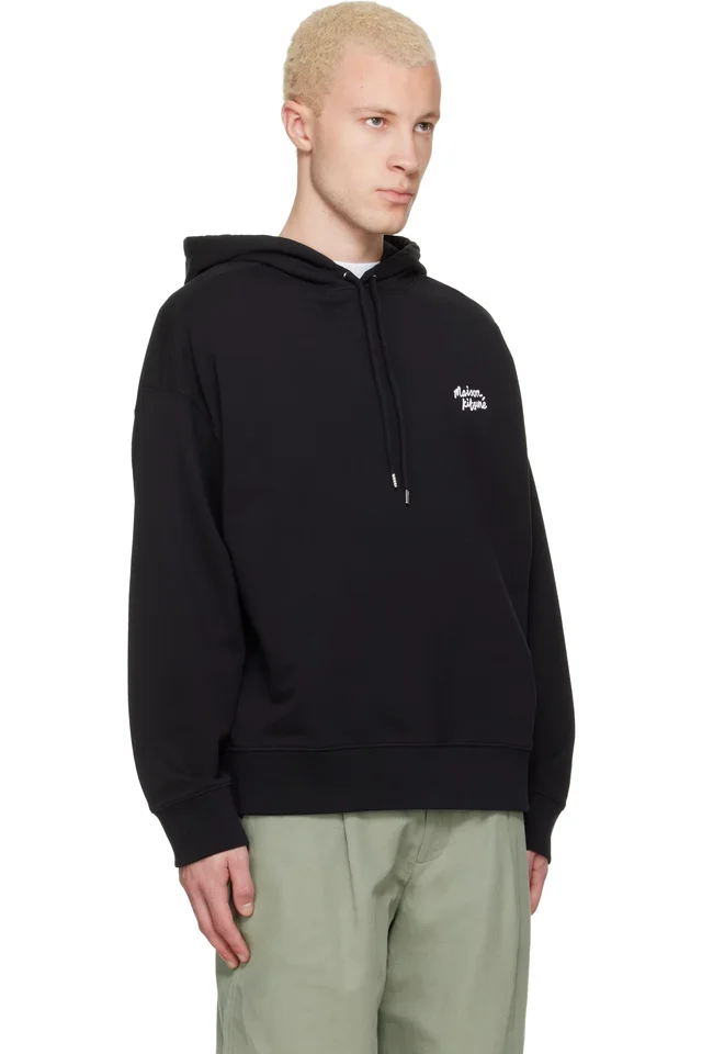 Black 'Maison Kitsuné' Handwriting Oversize Hoodie, photo 2 of 4 from SSENSE