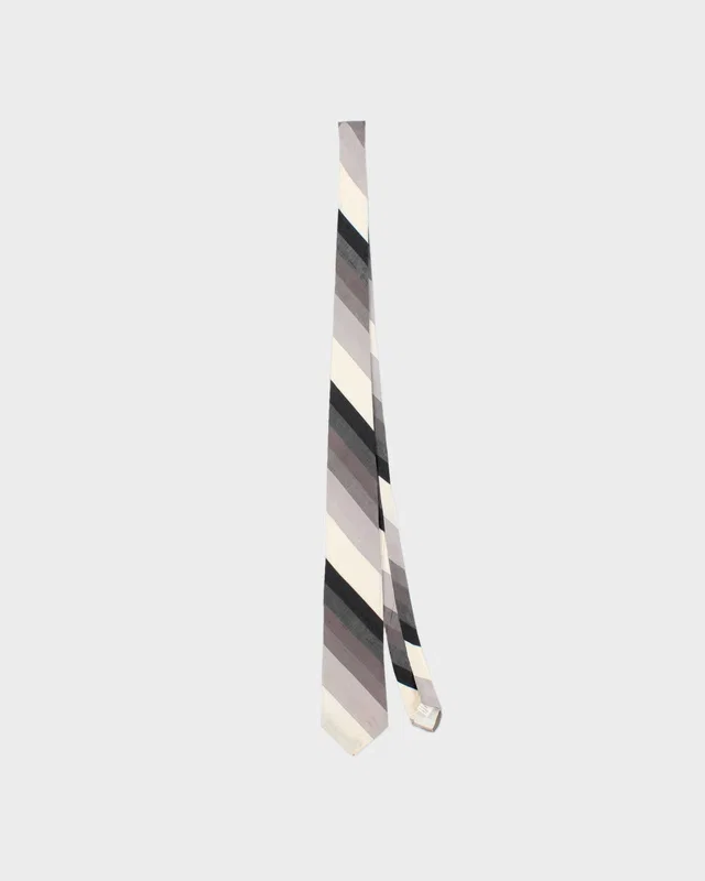 Vintage 1980s Christian Dior Stripped Silk Tie in Silk from Rokit Vintage