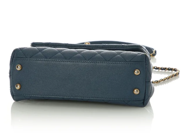 Chanel Mini Blue Quilted Caviar Coco Handle in Blue Caviar leather from Ann's Fabulous Finds, photo 6 of 9