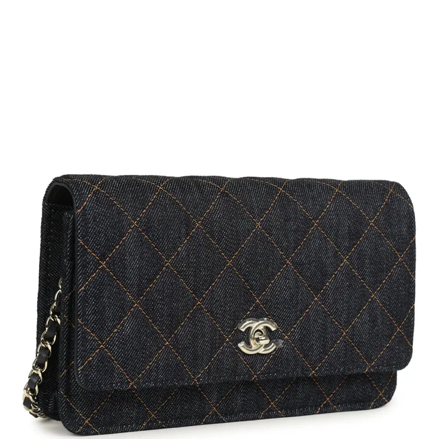 Chanel Wallet On Chain WOC Dark Blue Denim Light Gold Hardware in Blue Denim from Madison Avenue Couture, photo 2 of 2
