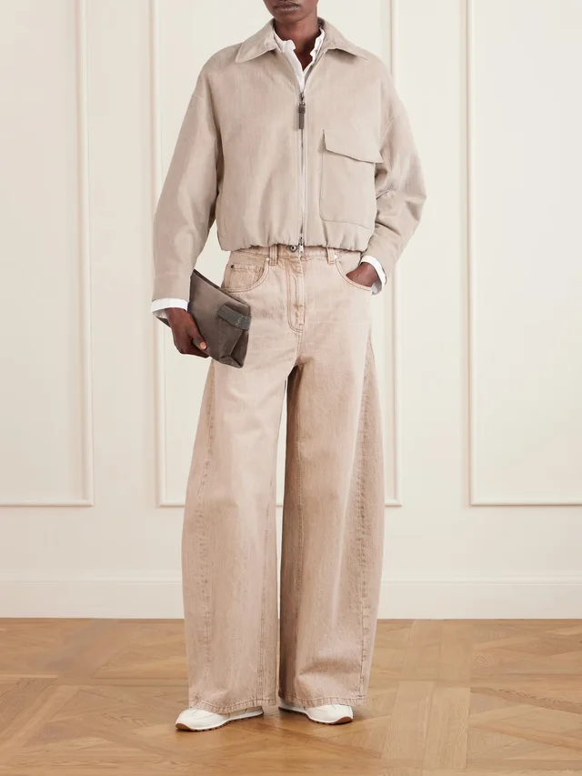 BRUNELLO CUCINELLI Embellished padded cotton-blend corduroy bomber jacket in Beige, photo 2 of 2 from NET-A-PORTER (Canada)