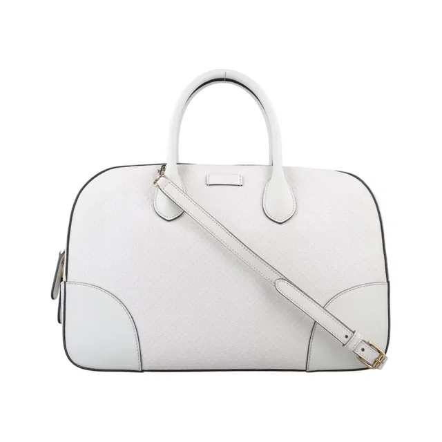 Gucci Bright Diamante White Leather Messenger Bag in White Leather from The Reluxe