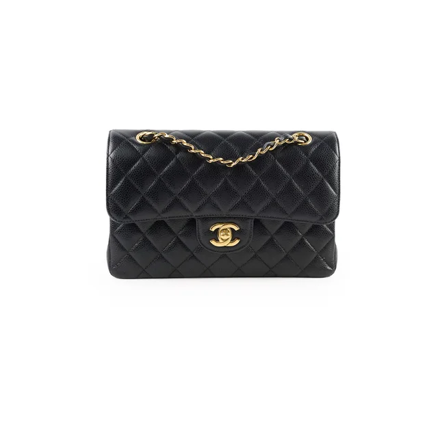 Chanel Caviar Small Classic Double Flap Black in Black Caviar leather from The Purse Affair