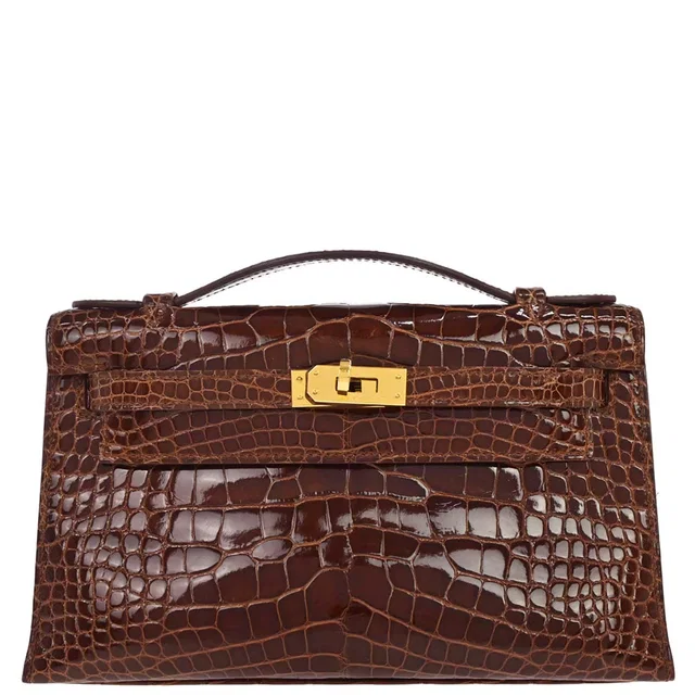 Hermès Miel Alligator Kelly Pochette Handbag in Crocodile from AMORE Vintage Tokyo
