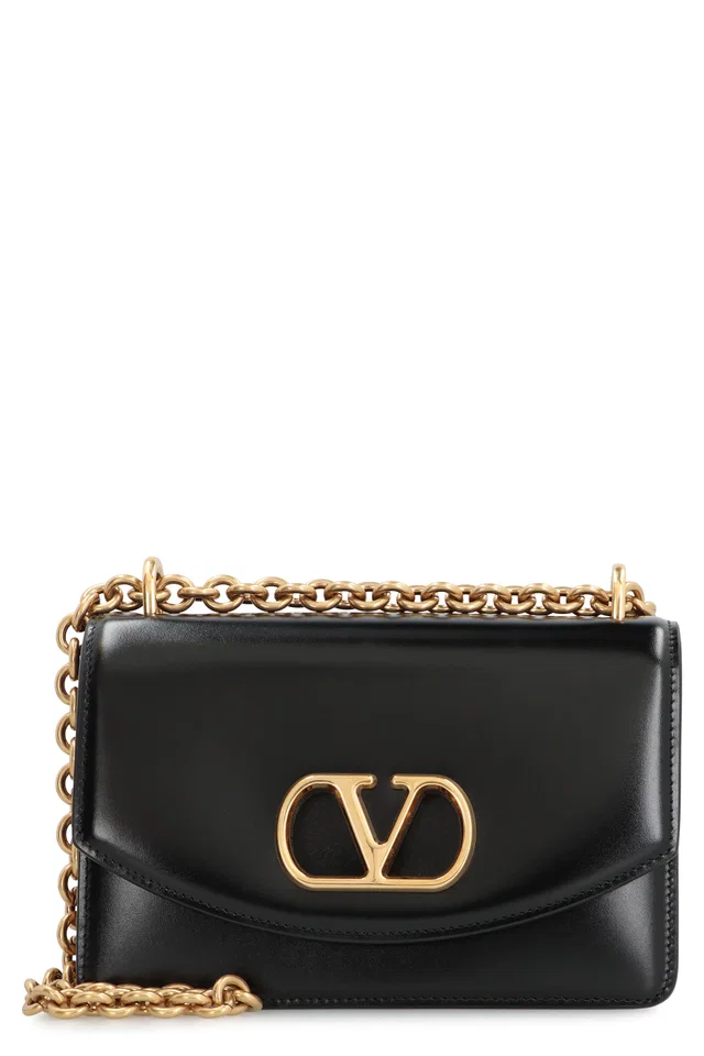 Valentino Garavani Vain Crossbody Bag — Black Calf Leather in Black Calfskin from HEWI
