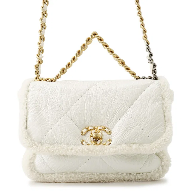 Chanel CHANEL19 ChainShoulder Bag WhiteAS1160 Lambskin Shearling in Lambskin from GALLERY RARE