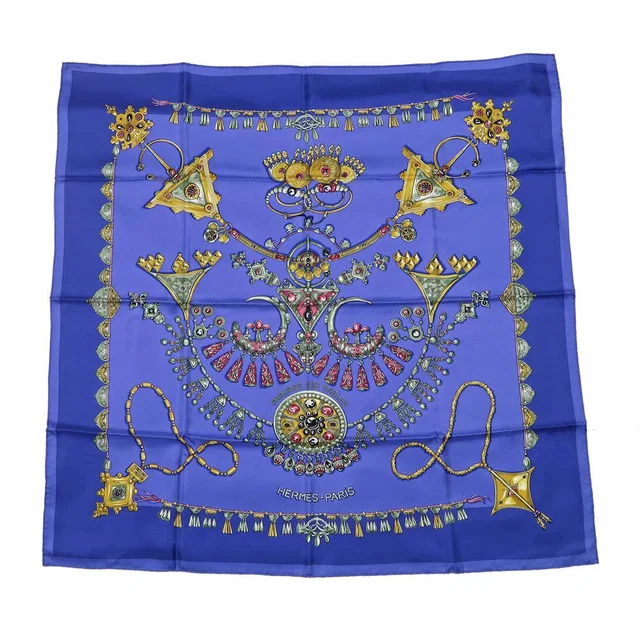 Hermès Carre 90 Scarf Desert 100% Silk Multicolor Blue in Blue Silk from The Reluxe