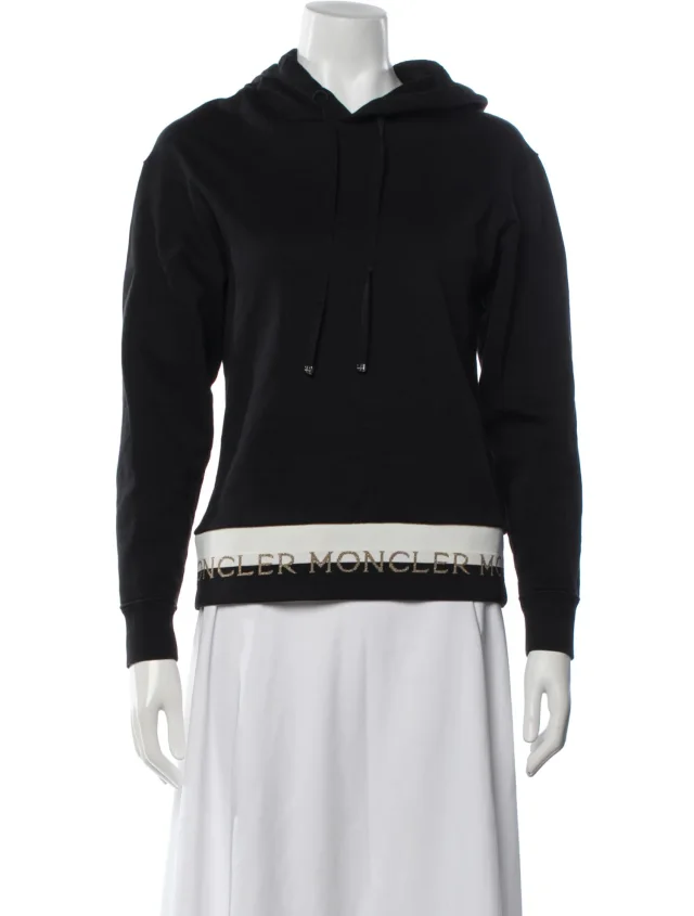 Moncler Graphic Print Crew Neck Hoodie in black from The RealReal