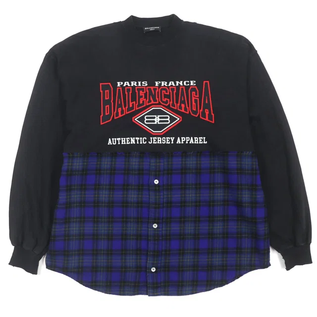 Balenciaga Cotton Print Check Distressed T-Shirt L from LuxUness