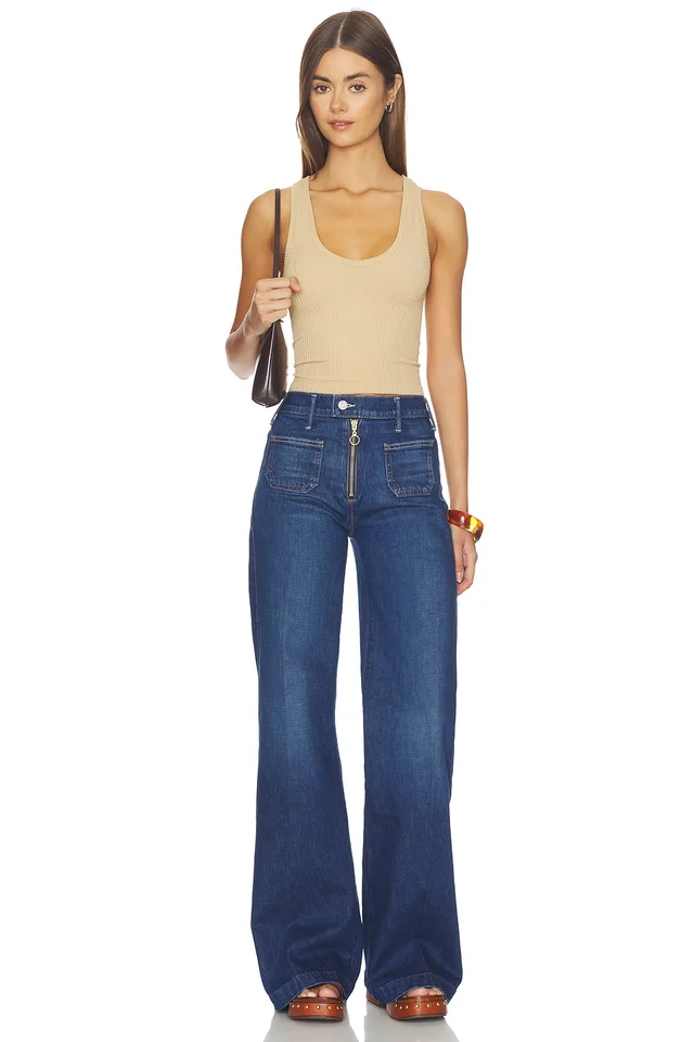 MOTHER The Patch Pocket Hustler Roller Exposed Zip Heel Jeans in Made In The Shade, photo 5 of 6 from REVOLVE (Canada)