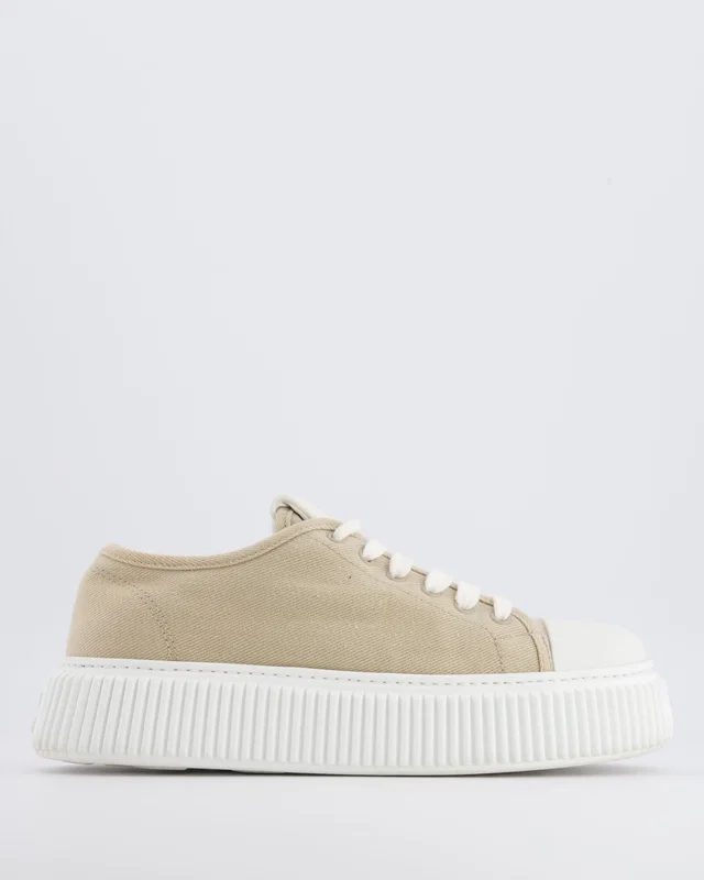 Miu Miu Beige and White Platform Trainers with Logo Details Size EU 39 in White from Sellier