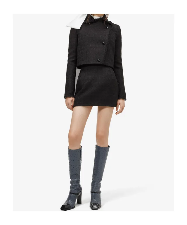 Alexander McQueen Women's Light Tweed Mini Skirt in Black, photo 2 of 4 from SENSER