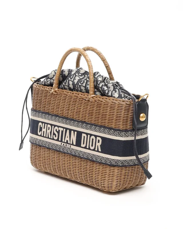 Dior Large Oblique Jacquard Wicker Basket Bag in Raffia from A Retro Tale, photo 2 of 12