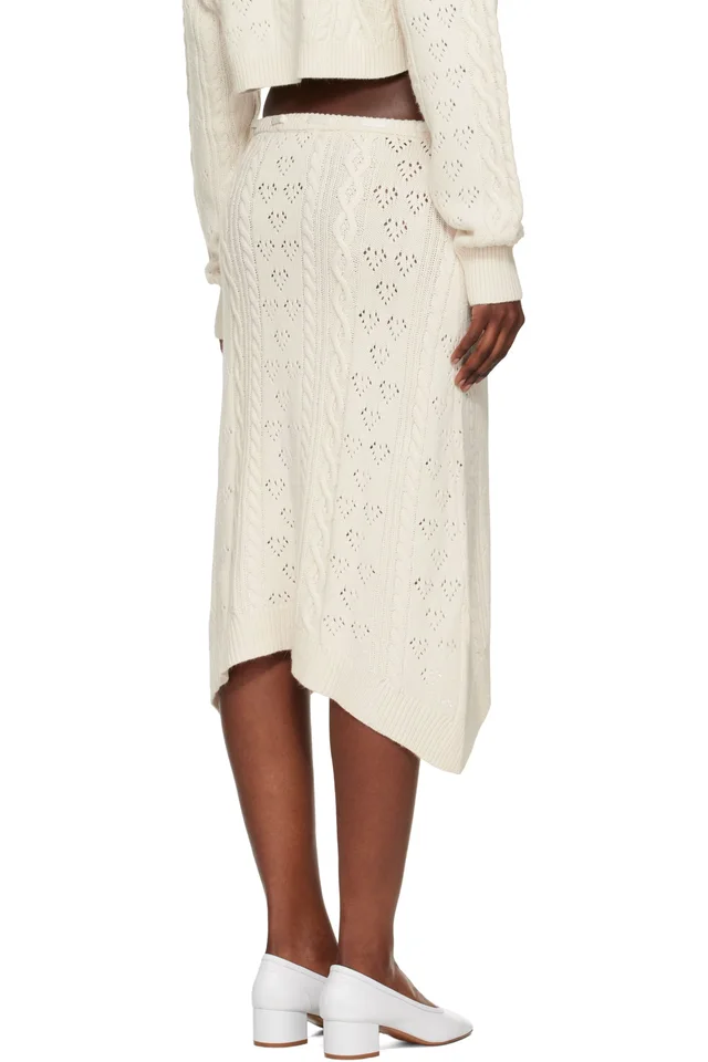 GUIZIO Off-White Noah Wool Cable Midi Skirt, photo 3 of 4 from SSENSE