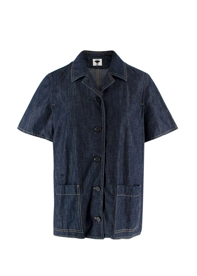 Dior Navy Denim Short Sleeve Shirt in Navy Denim from HEWI