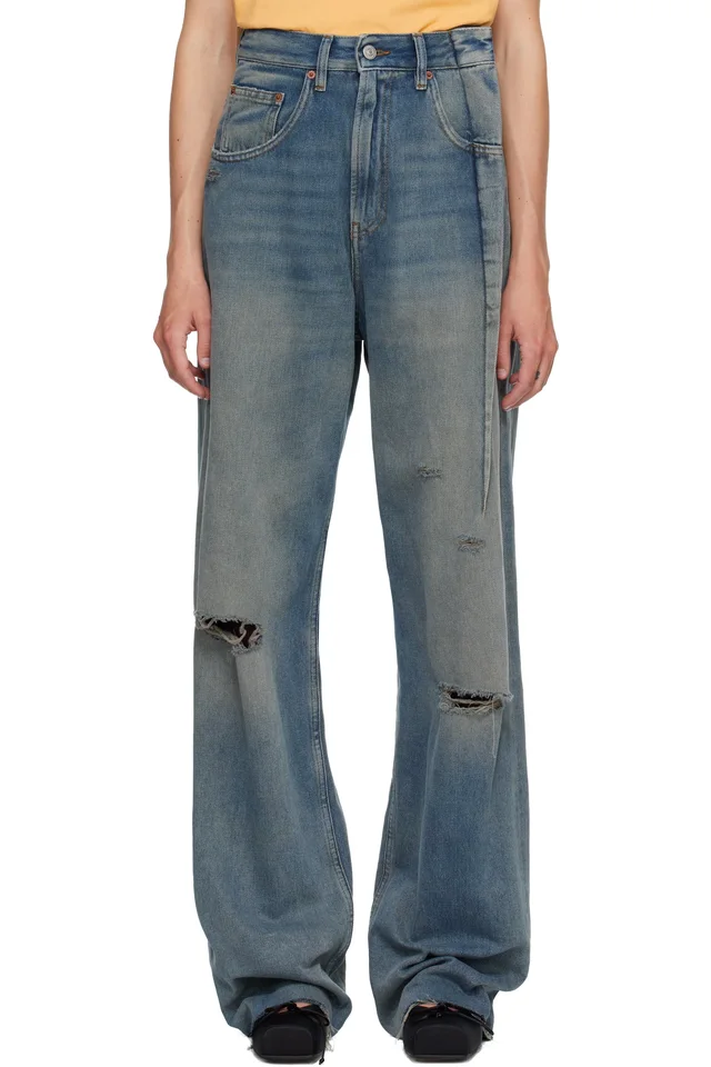 MM6 Maison Margiela Blue Aged Denim Jeans, image 1 of 1 from SSENSE