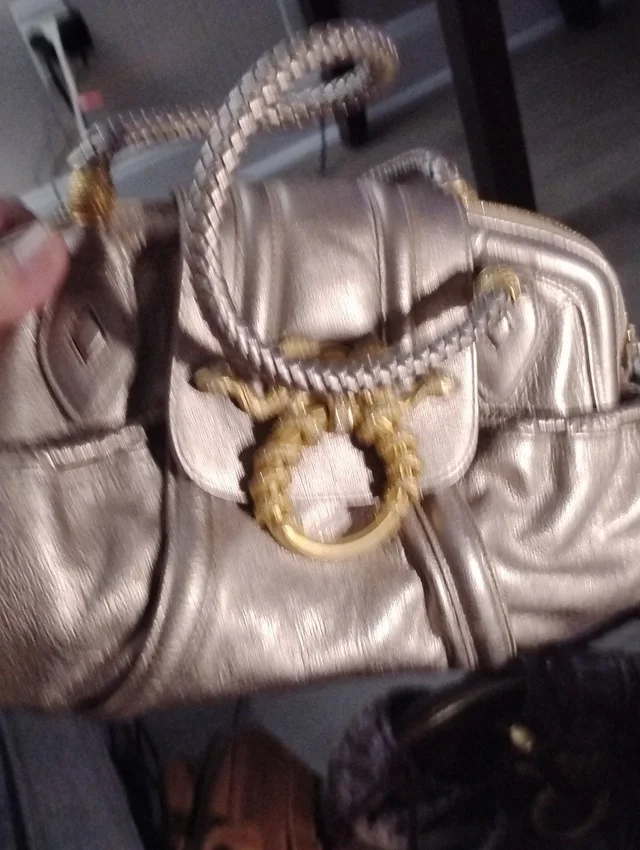 Judith Leiber Metallic Gold Shoulder Bag With Braided Strap & Ring Detail in gold Leather from Poshmark, photo 1 of 1