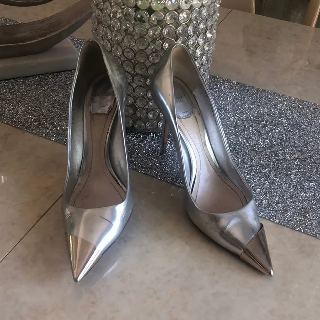 Dior Pointed-Toe Silver Pumps Size 9 in gold|gray|silver Leather from Poshmark