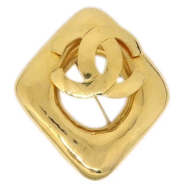 Chanel 1997 Diamond Brooch Pin Gold in Gold from AMORE Vintage Tokyo