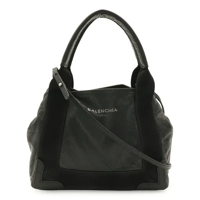 Balenciaga Navy Cabas Leather 2way Bag in Navy Leather from LuxUness