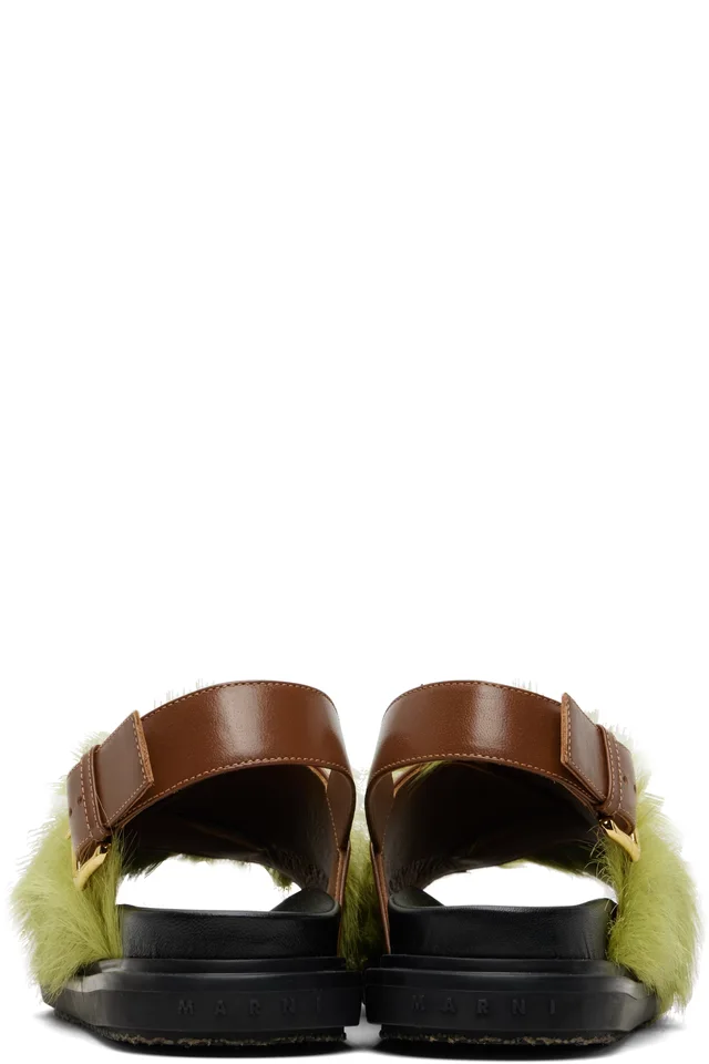 Marni Green & Brown Fussbett Sandals, photo 2 of 5 from SSENSE