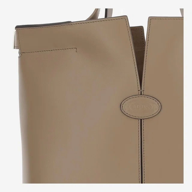 Tod's Embossed Logo Calfskin Top Handle Bag — Brown in Brown Calfskin from HEWI