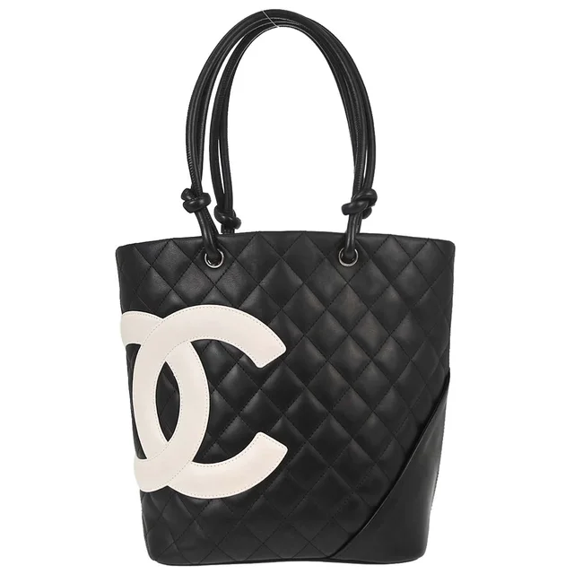 Chanel 2005-2006 Black Calfskin Cambon Ligne Tote Handbag in Black Calfskin from AMORE Vintage Tokyo