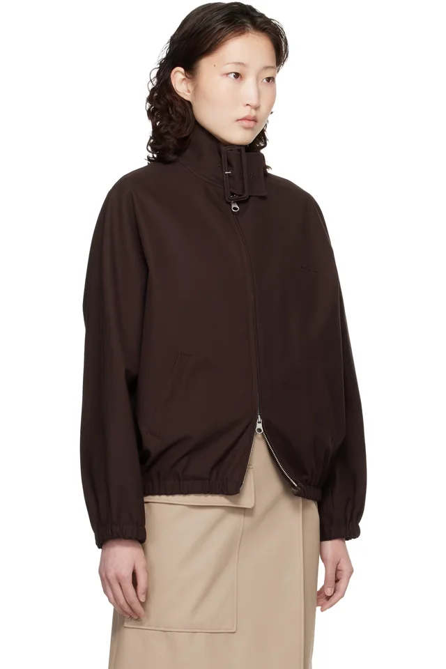 Courrèges Brown Buckle Zipped Bomber Jacket, photo 2 of 3 from SSENSE