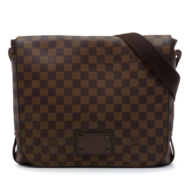 Brown Louis Vuitton Damier Ebene Brooklyn MM Crossbody Bag in Brown Canvas from Designer Revival