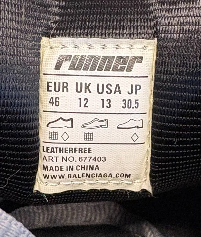 Balenciaga Men's Runner Trainers in Grey Nylon from Oxfam Online Shop, photo 8 of 8