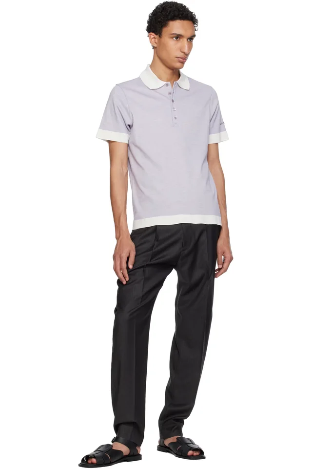 Paul Smith Purple Lyocell-Blend Contrast Trim Polo, photo 4 of 4 from SSENSE