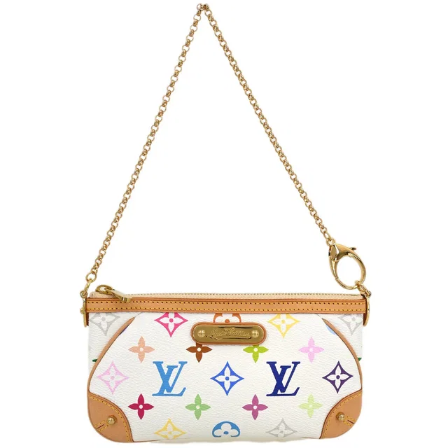 Louis Vuitton 2009 White Multicolor Pochette Milla MM Handbag M60096 in White Canvas from AMORE Vintage Tokyo