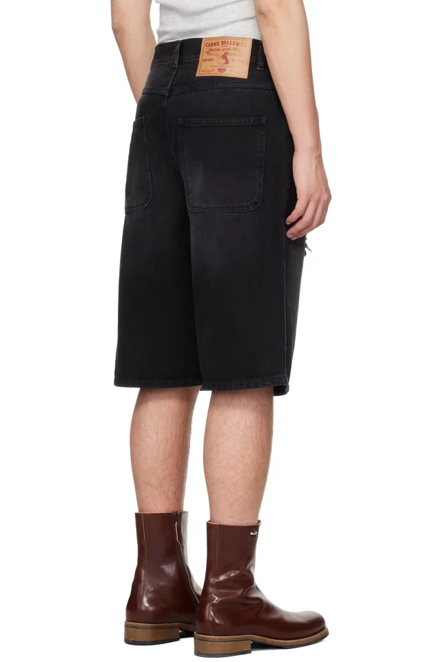 Carne Bollente SSENSE Exclusive Black Love Denim Shorts, photo 3 of 4 from SSENSE