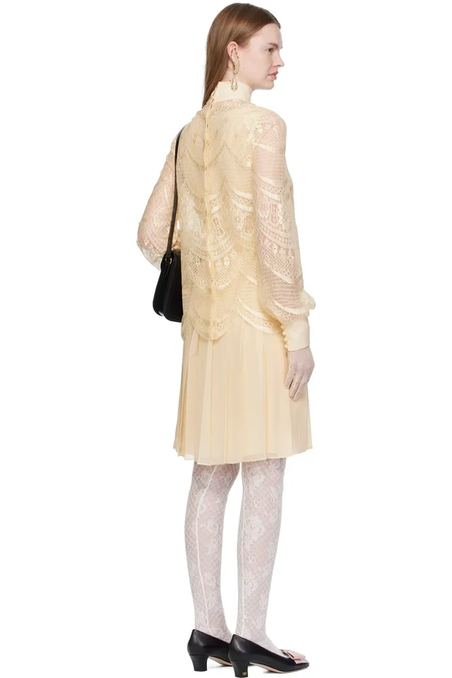 Valentino Beige Layered Midi Dress, photo 3 of 4 from SSENSE