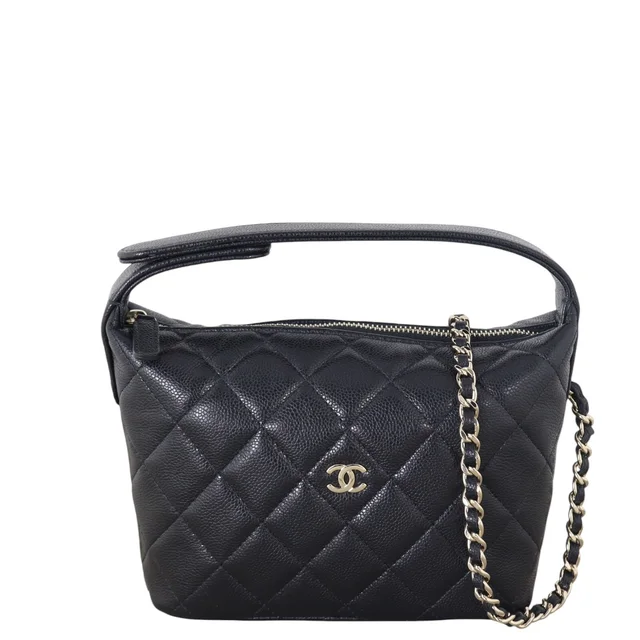Chanel CC Hobo Clutch with Chain in Caviar leather from Luxe.It.Fwd