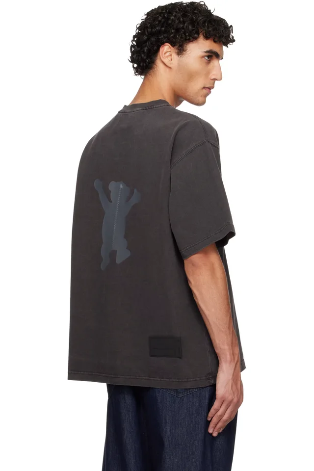 We11done Gray Teddy Logo T-shirt, photo 3 of 4 from SSENSE