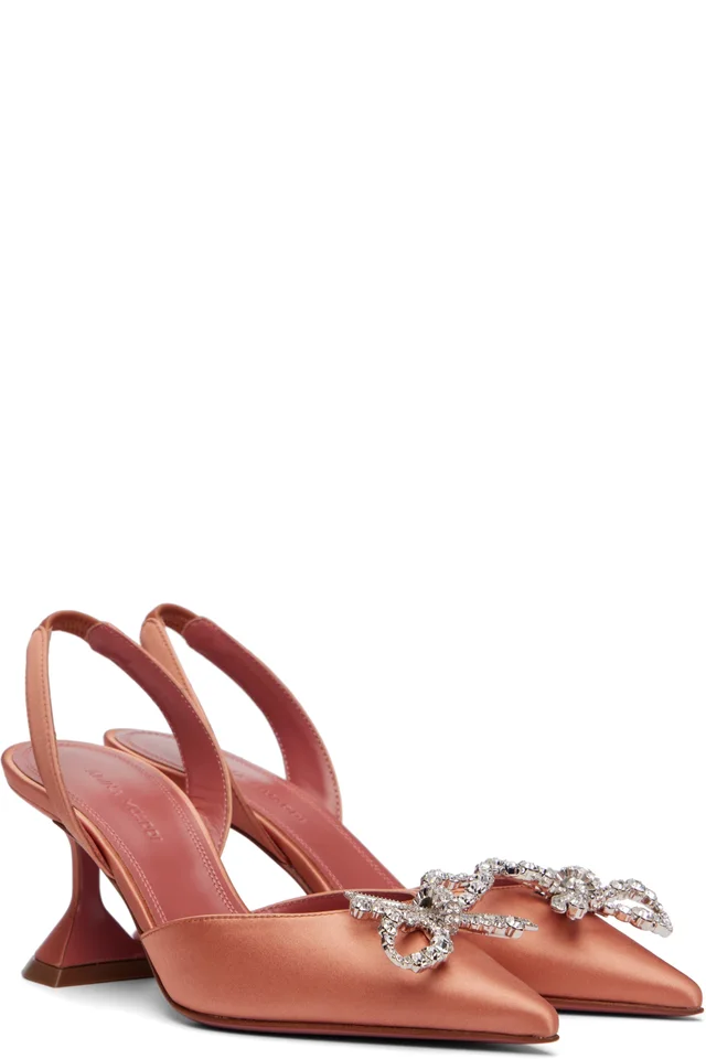 Amina Muaddi Pink Rosie Sling 70 Heels, photo 4 of 5 from SSENSE