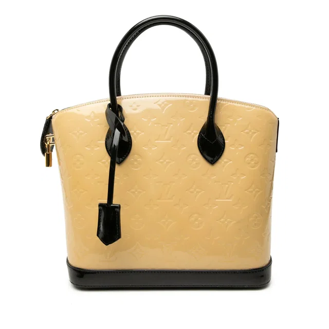 Beige Louis Vuitton Monogram Vernis Lockit PM Handbag in Beige Leather from Designer Revival