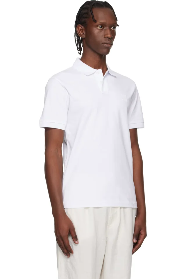 BOSS White Stretch-Cotton Slim-Fit Polo, photo 2 of 2 from SSENSE