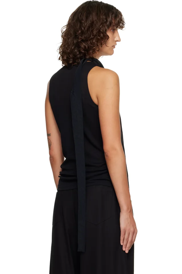 LE17SEPTEMBRE Black Scarf Sleeveless Jersey Top, photo 3 of 4 from SSENSE
