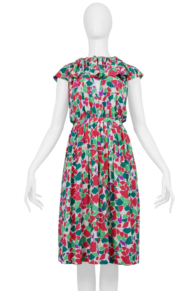 Saint Laurent Abstract Keyhole Dress in Silk from Resurrection Vintage