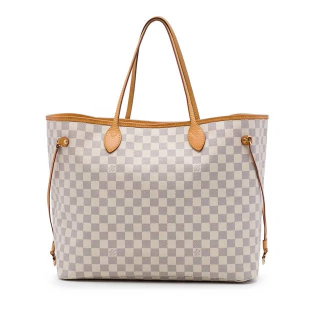 White Louis Vuitton Damier Azur Neverfull GM Tote Bag in White Canvas from Designer Revival