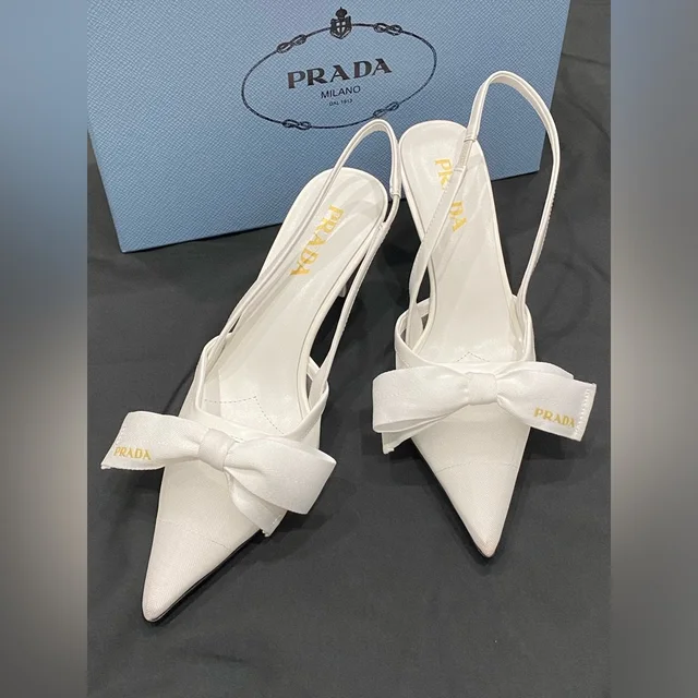 Prada Bowknot High Heel Eu 39 in white from Poshmark