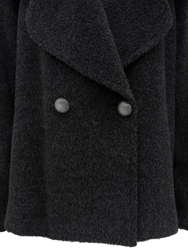 Givenchy Wool Big Collar Double Breasted Coat #9 Black in Black Wool from VINTAGE QOO TOKYO, photo 2 of 2