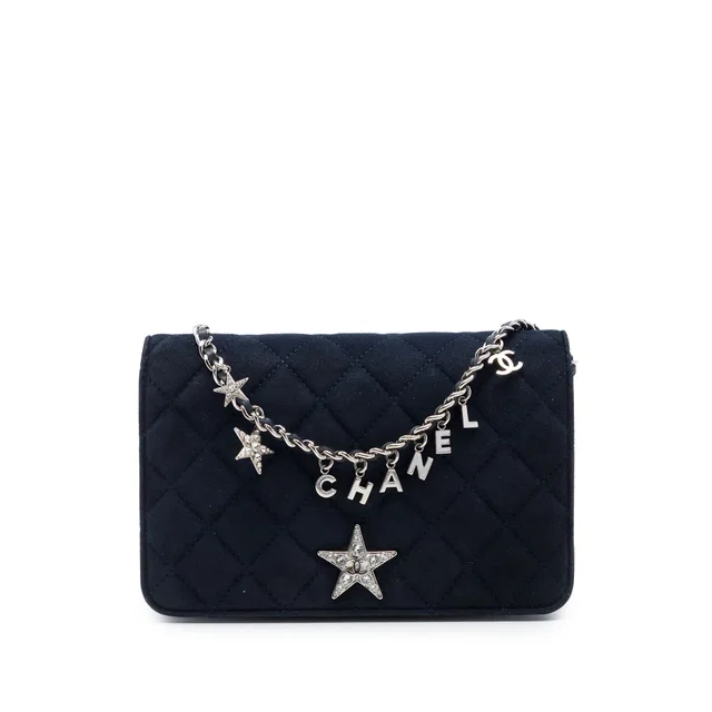 Blue Chanel Quilted Suede Cocostellar Wallet on Chain Crossbody Bag in Blue Suede from Designer Revival