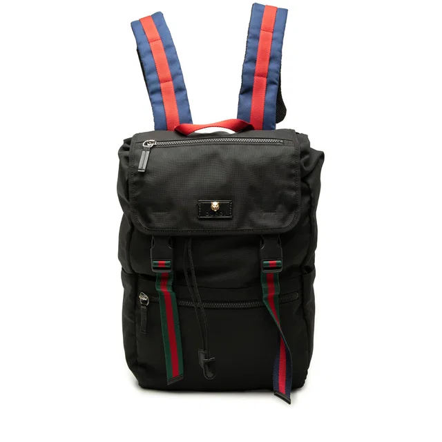 Black Gucci Canvas Techno Web Animalier Backpack in Black Canvas from Designer Revival