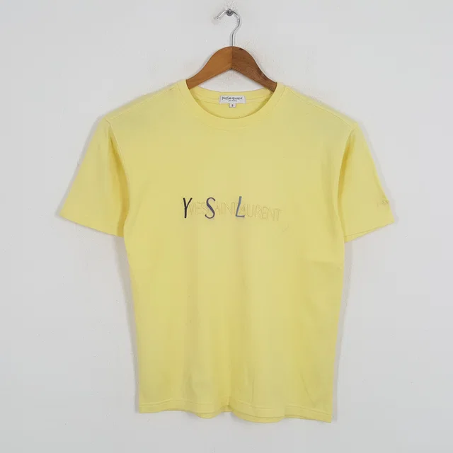 Saint Laurent Vintage Italian Fashion Brand T-Shirt in yellow from Grailed