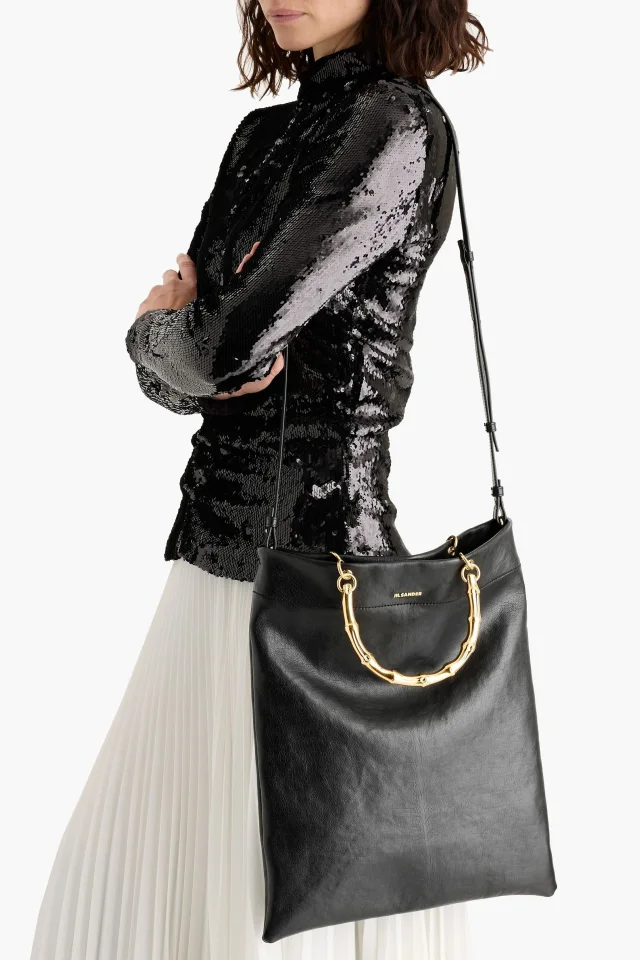 Jil Sander Leather Tote Bag in Black, photo 6 of 6 from THE OUTNET